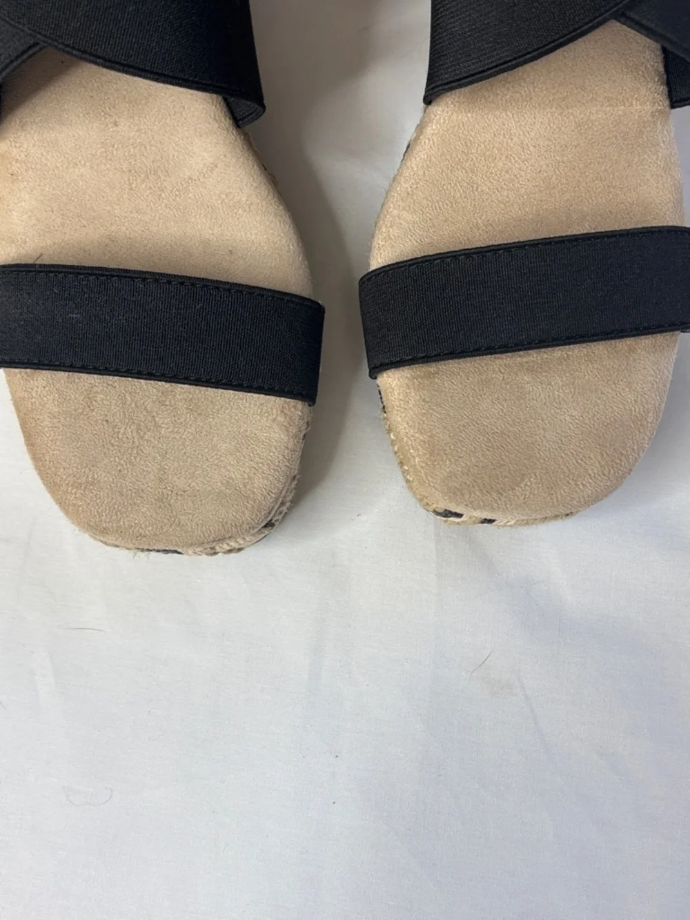 🖤 Anne Klein Espadrille Wedge Sandals Womens 6 Black Elastic Strap 🖤 - Picture 8 of 12